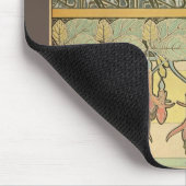 アールヌーボーアルフォンスミュシャ暗い赤紫色ひまわり花 マウスパッド (コーナー)