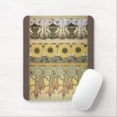 アールヌーボーアルフォンスミュシャ暗い赤紫色ひまわり花 マウスパッド (マウス)