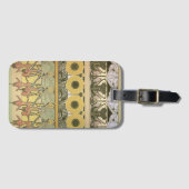 アールヌーボーアルフォンスミュシャ暗い赤紫色ひまわり花 ラゲッジタグ (正面横)