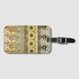 アールヌーボーアルフォンスミュシャ暗い赤紫色ひまわり花 ラゲッジタグ