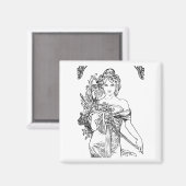 アールヌーボーアルフォンスミュシャ磁石 マグネット (正面/裏面)