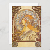 アールヌーボーアルフォンスミュシャ〔占星術の〕十二宮図招待状 招待状 (正面/裏面)
