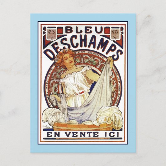 アールヌーボーアルフォンスミュシャ、洗浄製品および ポストカード (正面)