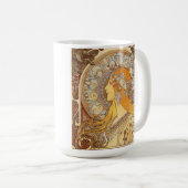 アールヌーボーアルフォンス島のミュシャの(占星術の)十二宮図のマグ コーヒーマグカップ (正面右)