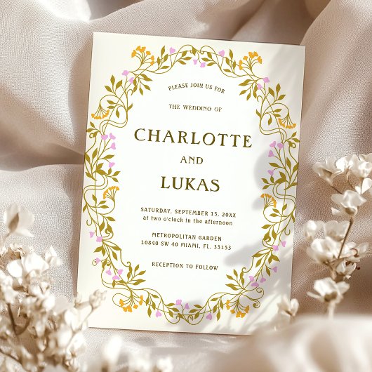 アールヌーボーアンティークフローラ結婚式招待状 招待状