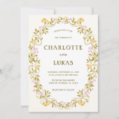 アールヌーボーアンティークフローラ結婚式招待状 招待状 (正面)