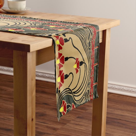 アールヌーボーアーツ&クラフツドラゴンフライフローラフリーズ ショートテーブルランナー (インサイチュ)