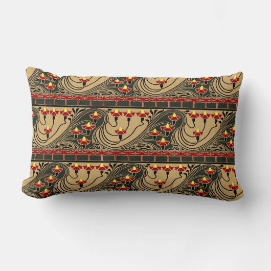 アールヌーボーアーツ&クラフツドラゴンフライフローラフリーズ ランバークッション (正面)