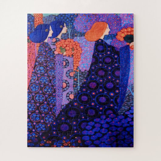 アールヌーボーアート，ダンテ，女性，モリス，カラフル，ビン ジグソーパズル (縦)