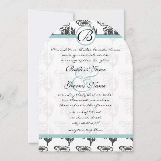 アールヌーボーアールデコデイジー結婚式招待状 招待状 (正面)