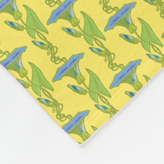 アールヌーボーイエローイポモアフローラ壁紙ダマスク フリースブランケット (角)