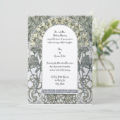 アールヌーボーイエローフローラ縁どバイアルフォンスミュシャ 招待状 (スタンド正面)