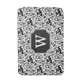 アールヌーボーイカット – 白と黒 バスマット (正面縦)