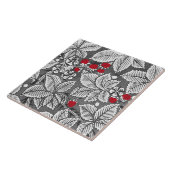 アールヌーボーイチゴと葉、シルバーグレー タイル (側面)