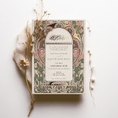 アールヌーボーインスパイアイス結婚イスラムの金ゴールドアクセント 箔招待状