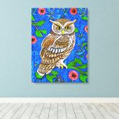 アールヌーボーインスパイアオバルトブルーのブラウン キャンバスプリント (インサイチュ (ウッドフロア))