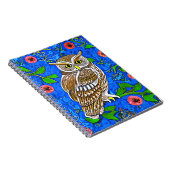 アールヌーボーインスパイアオバルトブルーのブラウン ノートブック (右側)