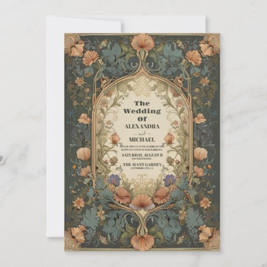 アールヌーボーインスパイアフローラ結婚交響曲 招待状 (正面)