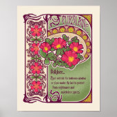 アールヌーボーインスパイアポスターデザインピンクワイルドフラワー ポスター (正面)