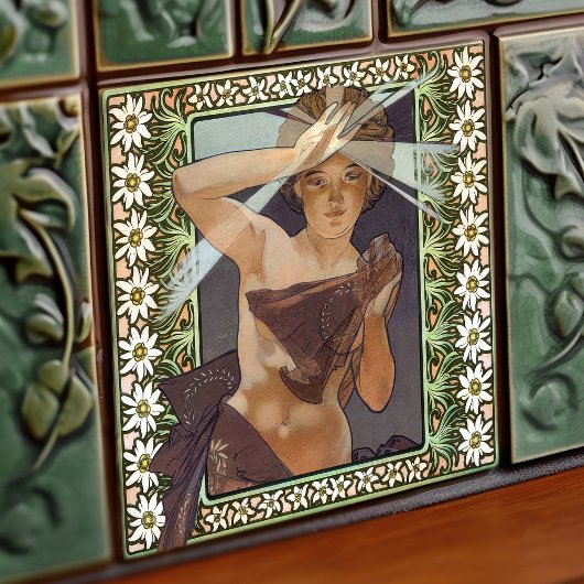 アールヌーボーインスパイアレトイルデュマテンバイミュシャ タイル