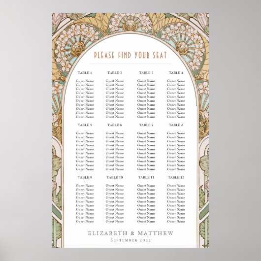 アールヌーボーインスパイア結婚座席表 ポスター (正面)