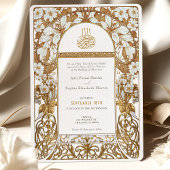 アールヌーボーイ結婚スラーム金ゴールド花模様 招待状