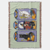 アールヌーボーウィッチフクロウキャットカボチャ スローブランケット (正面縦)