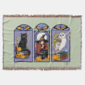 アールヌーボーウィッチフクロウキャットカボチャ スローブランケット (正面)