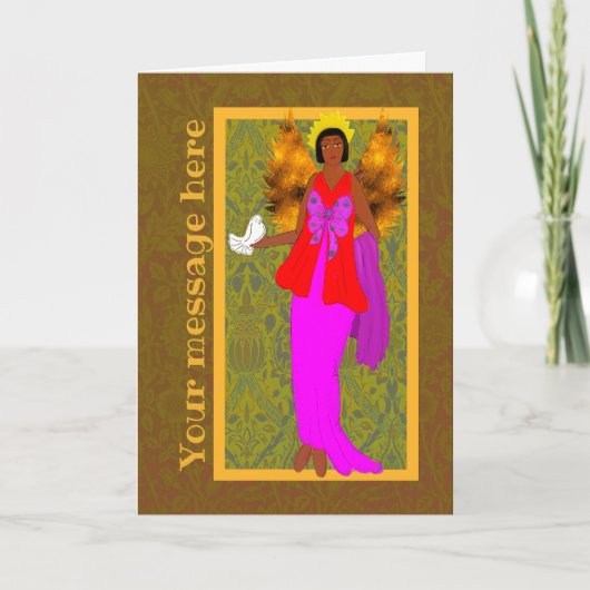 アールヌーボーウィリアムモリスクリスマスホリデーカード サンキューカード (正面)