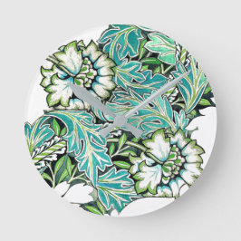 アールヌーボーウィリアム・モリスフローライラストレーション ラウンド壁時計