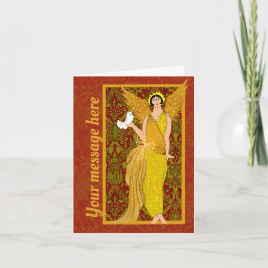 アールヌーボーウィリアム・モリスレトロクリスマスカード サンキューカード (正面)