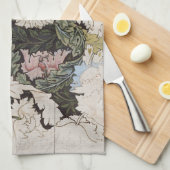 アールヌーボーウィリアム・モリス花柄スケッチ キッチンタオル (四つ折り)