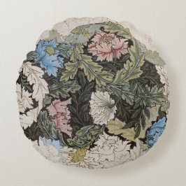 アールヌーボーウィリアム・モリス花柄スケッチ ラウンドクッション