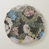 アールヌーボーウィリアム・モリス花柄スケッチ ラウンドクッション (裏面)