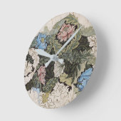 アールヌーボーウィリアム・モリス花柄スケッチ ラウンド壁時計 (傾斜)