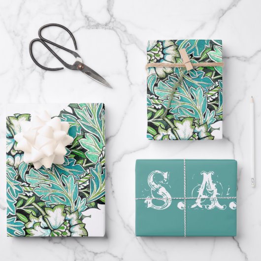 アールヌーボーウィリアム・モリス・アネノームフローラ ラッピングペーパーシート (正面)