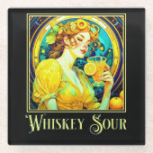 アールヌーボーウイスキー・サワー ガラスコースター (正面)