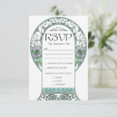 アールヌーボーウェーカラフルディングRSVPカード(Set #2) 出欠カード (スタンド正面)