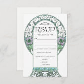 アールヌーボーウェーカラフルディングRSVPカード(Set #2) 出欠カード (正面/裏面)