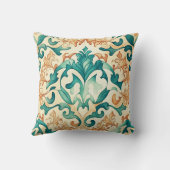 アールヌーボーウォーターカラーグリーンとオレンジ クッション (裏面)