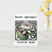 アールヌーボーウォーターリリー7月誕生月花 カード (黄色い花)