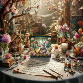 アールヌーボーウッドランドミュージックバニーイースター シーズンカード