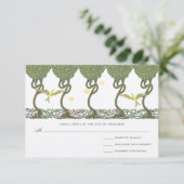 アールヌーボーウッドランドヴィンテージバードウェディング 出欠カード (スタンド正面)