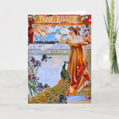 アールヌーボーウーマンアンドピーコック カード (正面)