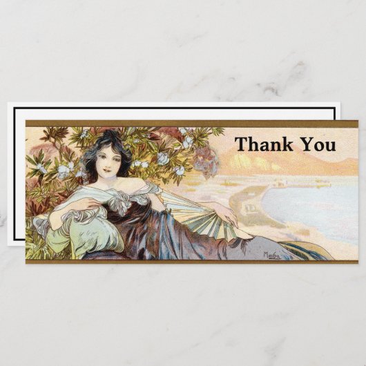 アールヌーボーウーマンバイアルフォンスミュシャテンプレート (正面/裏面)