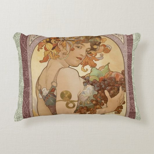 アールヌーボーウーマンミュシャビューティフル アクセントクッション (正面)