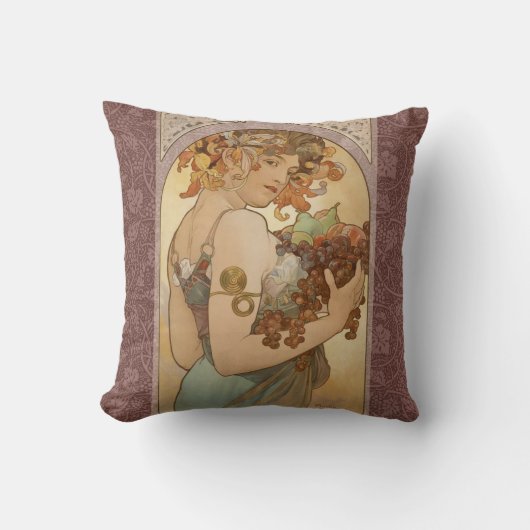 アールヌーボーウーマンミュシャビューティフル クッション (正面)