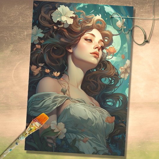 アールヌーボーウーマン1デクページ紙 薄葉紙