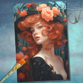 アールヌーボーウーマン2デクページ紙 薄葉紙