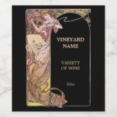 アールヌーボーウーマン&グレープバイアルフォンスミュシャ ワインラベル (シングルラベル)